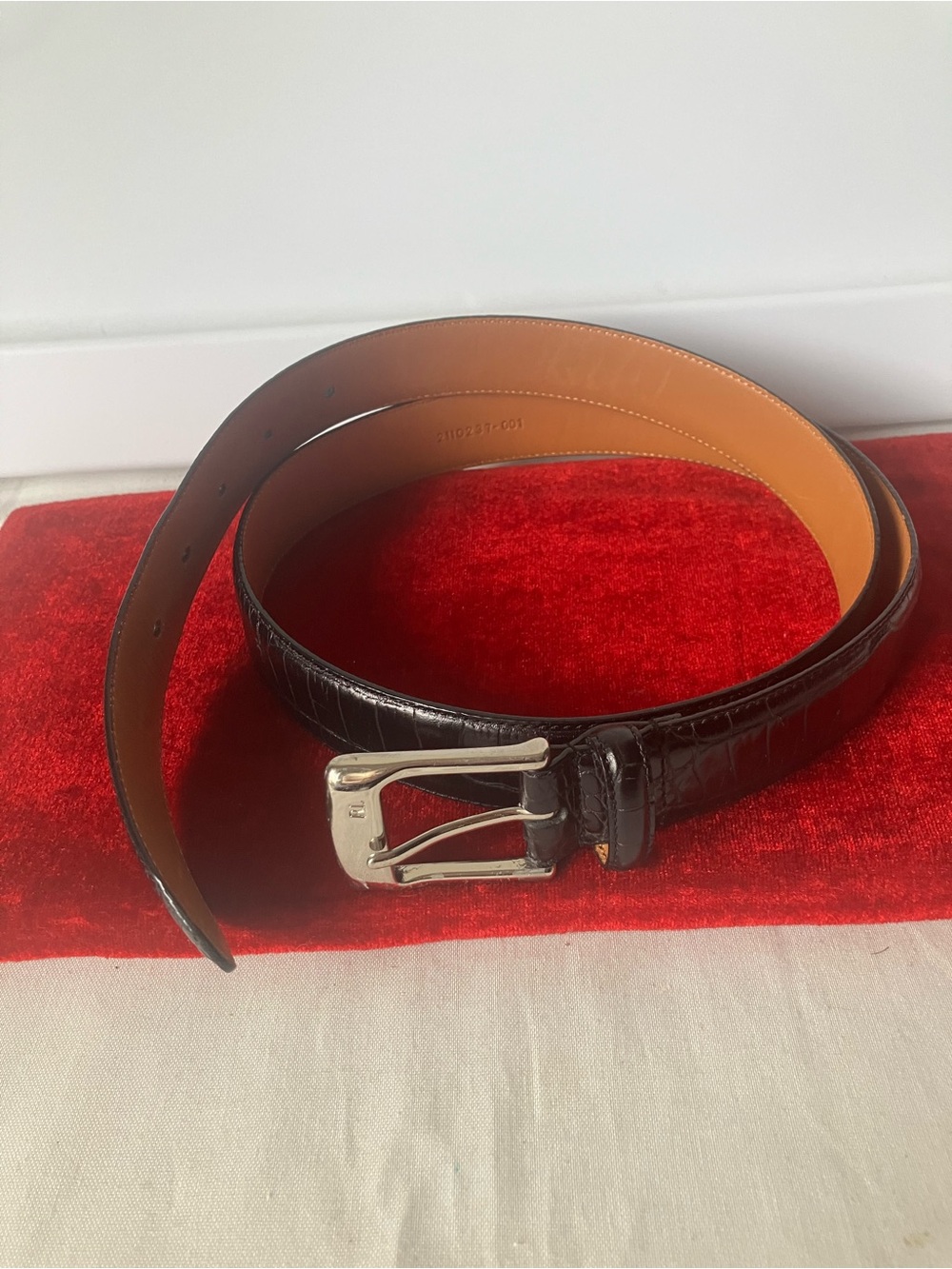 Ralph Lauren Italian Black Croc Embossed Leather Men's Belt Sz 36 USED.